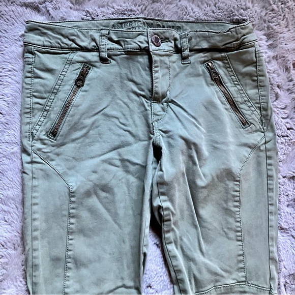 American Eagle khaki Moto stretch ankle crop jeggings well loved good shape - Picture 4 of 6
